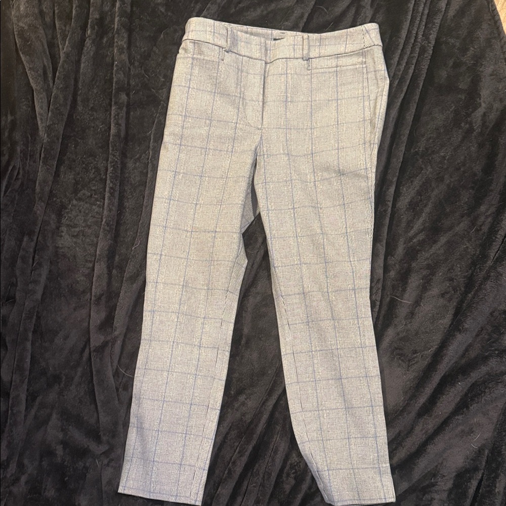 LOFT Gray Checkered Skinny Pants